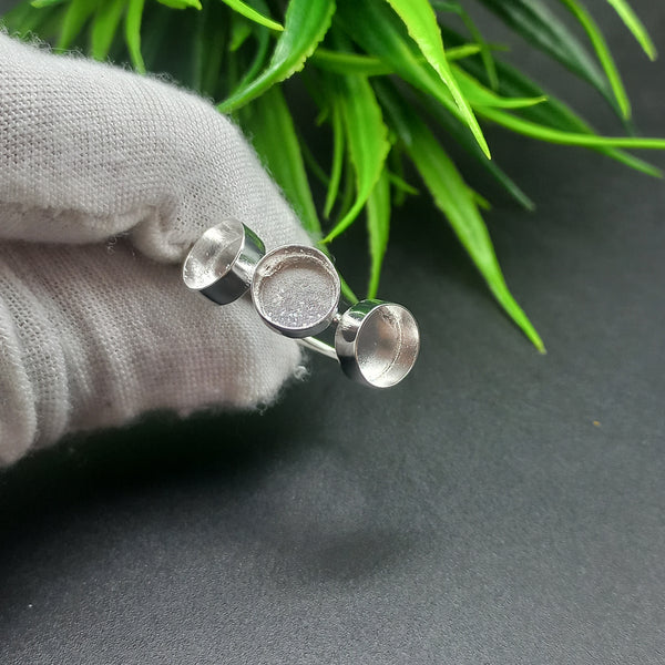 925 Sterling Silver Round Ring, Three Stone Plain Round Close Blank Ring, Setting For Making Ring 5 mm To 8 mm, DIY Jewelry Supplies