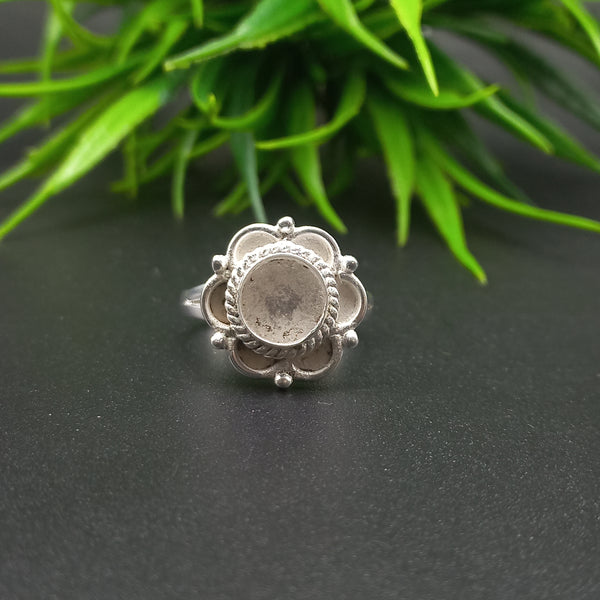 925 Sterling Silver Collet Round Ring, Awesome Design Round Close Blank Ring, Setting For Making Ring 15 MM To 22 MM, DIY Jewelry Supplies