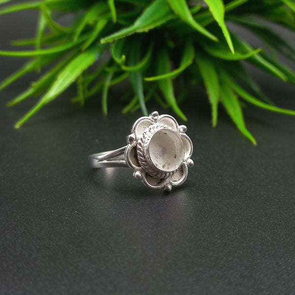 925 Sterling Silver Collet Round Ring, Awesome Design Round Close Blank Ring, Setting For Making Ring 5 MM To 9 MM, DIY Jewelry Supplies