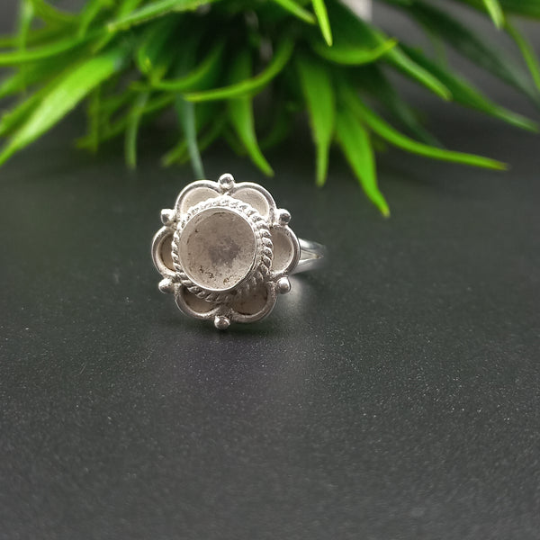 925 Sterling Silver Collet Round Ring, Awesome Design Round Close Blank Ring, Setting For Making Ring 15 MM To 22 MM, DIY Jewelry Supplies