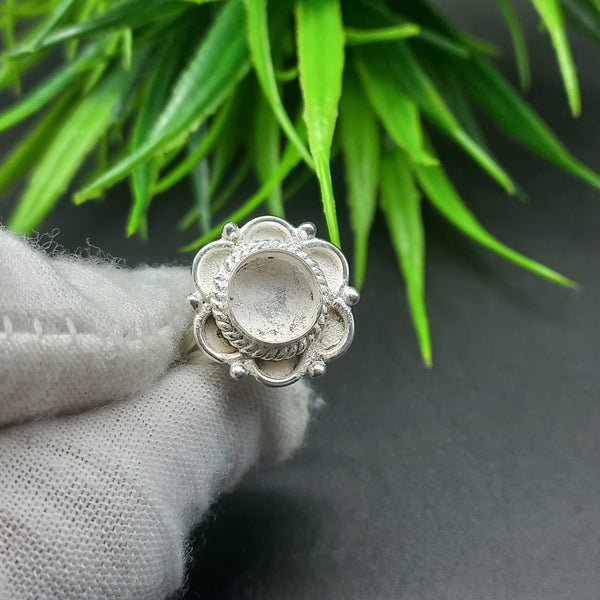 925 Sterling Silver Collet Round Ring, Awesome Design Round Close Blank Ring, Setting For Making Ring 5 MM To 9 MM, DIY Jewelry Supplies