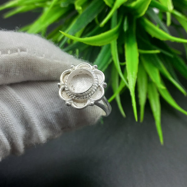925 Sterling Silver Collet Round Ring, Awesome Design Round Close Blank Ring, Setting For Making Ring 5 MM To 9 MM, DIY Jewelry Supplies