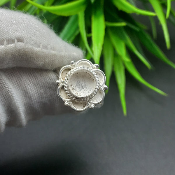 925 Sterling Silver Collet Round Ring, Awesome Design Round Close Blank Ring, Setting For Making Ring 5 MM To 9 MM, DIY Jewelry Supplies