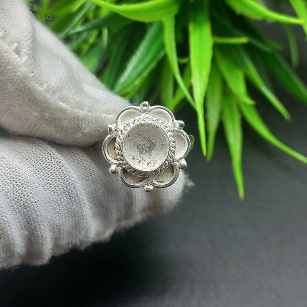 925 Sterling Silver Collet Round Ring, Awesome Design Round Close Blank Ring, Setting For Making Ring 10 MM To 14 MM, DIY Jewelry Supplies