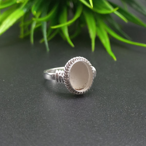 925 Sterling Silver Oval Bezel Cup Ring, Wire Wrapped Close Blank Ring, Setting For Making Ring 9x11 MM To 12x16 MM, DIY Jewelry Supplies