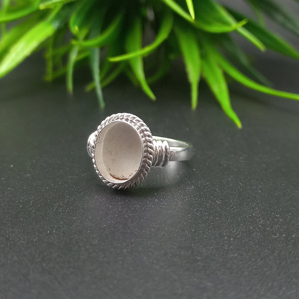 925 Sterling Silver Oval Bezel Cup Ring, Wire Wrapped Close Blank Ring, Setting For Making Ring 13x18 MM To 20x25 MM, DIY Jewelry Supplies