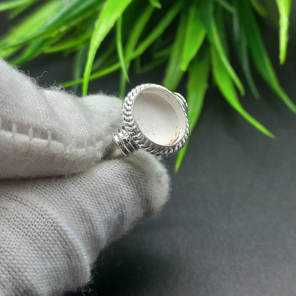 925 Sterling Silver Oval Bezel Cup Ring, Wire Wrapped Close Blank Ring, Setting For Making Ring 9x11 MM To 12x16 MM, DIY Jewelry Supplies