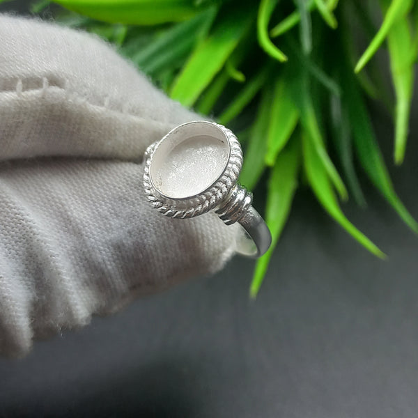 925 Sterling Silver Oval Bezel Cup Ring, Wire Wrapped Close Blank Ring, Setting For Making Ring 9x11 MM To 12x16 MM, DIY Jewelry Supplies