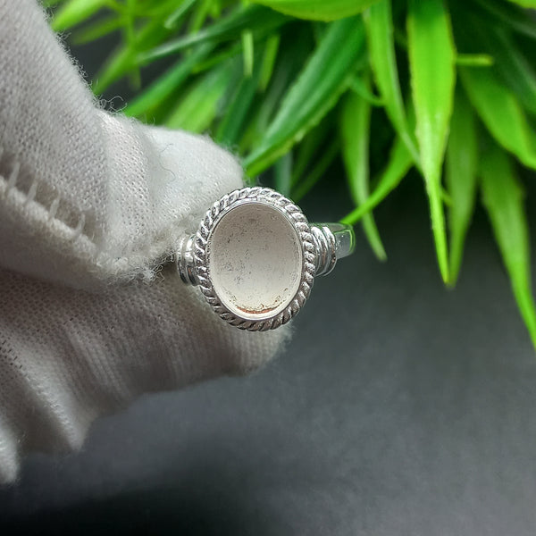 925 Sterling Silver Oval Bezel Cup Ring, Wire Wrapped Close Blank Ring, Setting For Making Ring 9x11 MM To 12x16 MM, DIY Jewelry Supplies