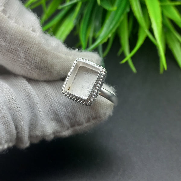 925 Sterling Silver Rectangle Ring, Wire Wrapped Bezel Cup Close Blank Ring, Setting For Making Ring 6X4 To20x25 MM, DIY Jewelry Supplies