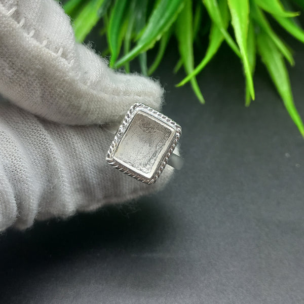 925 Sterling Silver Rectangle Ring, Wire Wrapped Bezel Cup Close Blank Ring, Setting For Making Ring 6X4 To20x25 MM, DIY Jewelry Supplies