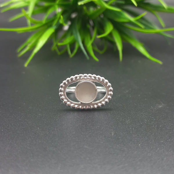 925 Sterling Silver Collet Round Ring, Beaded Bezel Cup Close Blank Ring, Setting For Making Ring 5 MM To 9 MM, DIY Jewelry Supplies