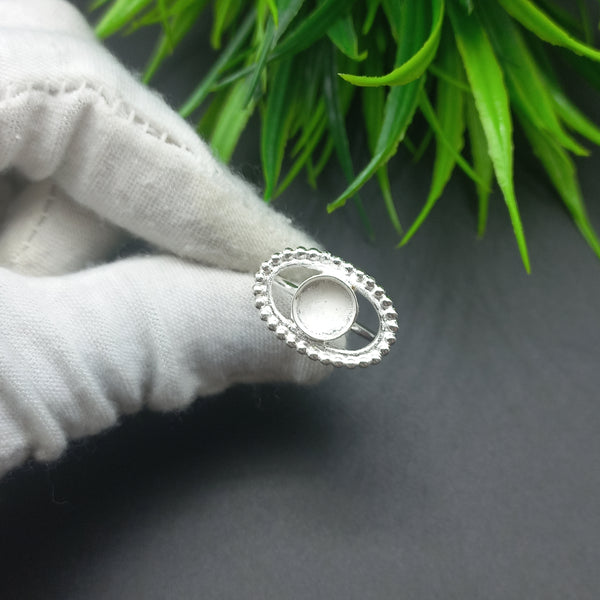 925 Sterling Silver Collet Round Ring, Beaded Bezel Cup Close Blank Ring, Setting For Making Ring 10 MM To 14 MM, DIY Jewelry Supplies