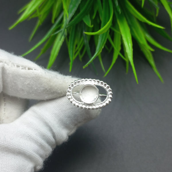 925 Sterling Silver Collet Round Ring, Beaded Bezel Cup Close Blank Ring, Setting For Making Ring 5 MM To 9 MM, DIY Jewelry Supplies