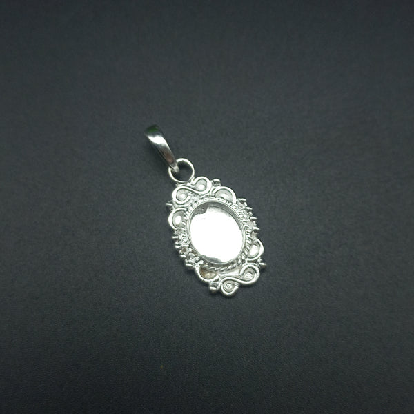 925 Sterling Silver Oval Pendant, New Design Bezel Cup Open Blank Oval pendant, Setting For Making Pendant 6x4 MM To 35x40 MM, DIY Jewelry