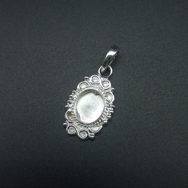 925 Sterling Silver Oval Pendant, New Design Bezel Cup Open Blank Oval pendant, Setting For Making Pendant 6x4 MM To 35x40 MM, DIY Jewelry
