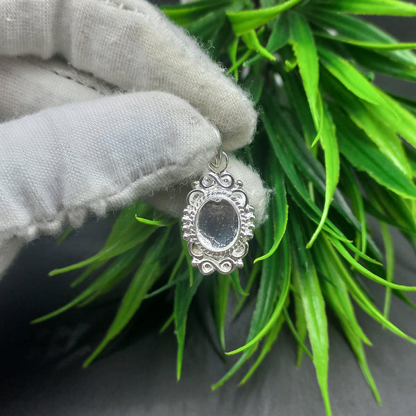925 Sterling Silver Oval Pendant, New Design Bezel Cup Open Blank Oval pendant, Setting For Making Pendant 6x4 MM To 35x40 MM, DIY Jewelry