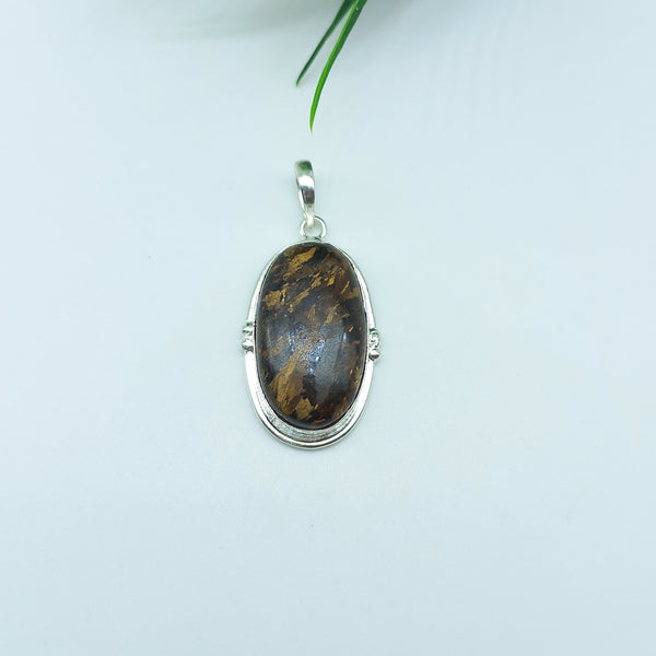 Natural Bronzite Gemstone Pendants / Wholesale Pendants / Minimalist Pendants / Jewelry for Gift / 925 Sterling Silver Plated Pendant