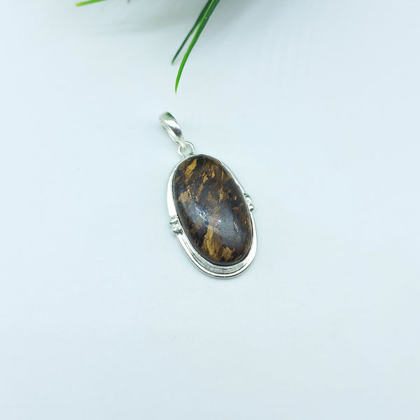 Natural Bronzite Gemstone Pendants / Wholesale Pendants / Minimalist Pendants / Jewelry for Gift / 925 Sterling Silver Plated Pendant