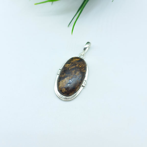 Natural Bronzite Gemstone Pendants / Wholesale Pendants / Minimalist Pendants / Jewelry for Gift / 925 Sterling Silver Plated Pendant