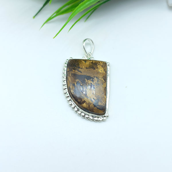 Natural Bronzite Gemstone Pendants / Wholesale Pendants / Minimalist Pendants / Jewelry for Gift / 925 Sterling Silver Plated Pendant