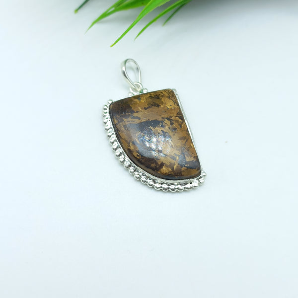 Natural Bronzite Gemstone Pendants / Wholesale Pendants / Minimalist Pendants / Jewelry for Gift / 925 Sterling Silver Plated Pendant