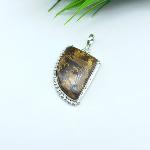 Natural Bronzite Gemstone Pendants / Wholesale Pendants / Minimalist Pendants / Jewelry for Gift / 925 Sterling Silver Plated Pendant