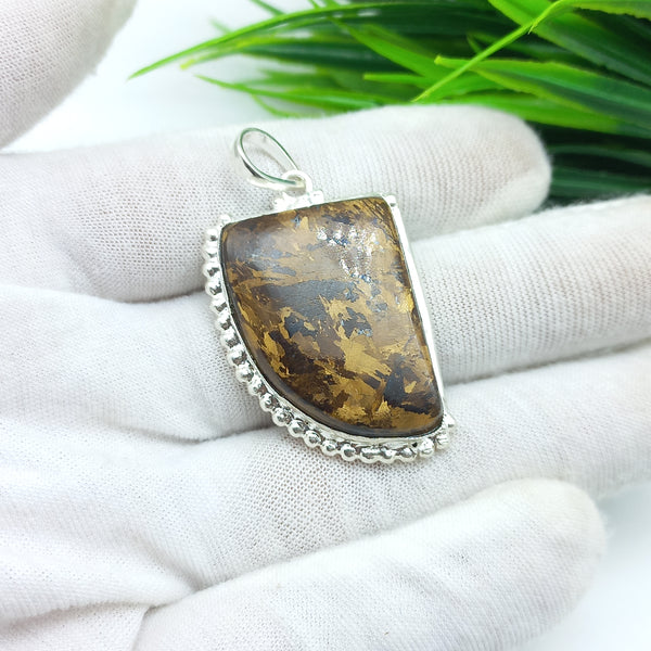 Natural Bronzite Gemstone Pendants / Wholesale Pendants / Minimalist Pendants / Jewelry for Gift / 925 Sterling Silver Plated Pendant