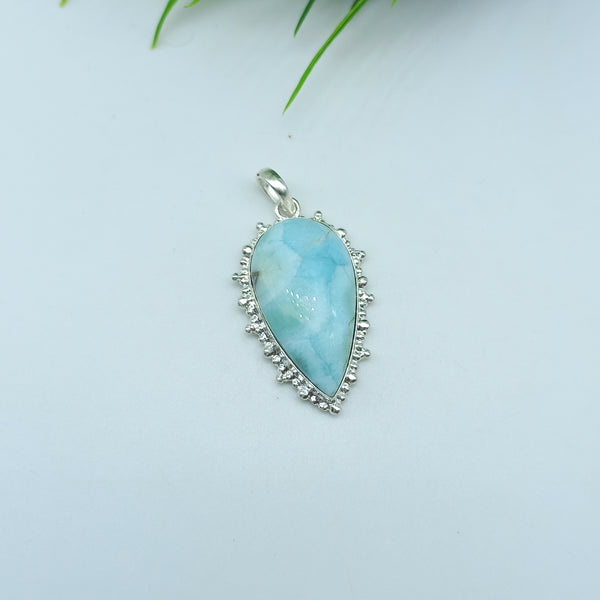 Natural Larimar Gemstone Pendants / Wholesale Pendants / Minimalist Pendants / Jewelry for Gift / 925 Sterling Silver Plated Pendant