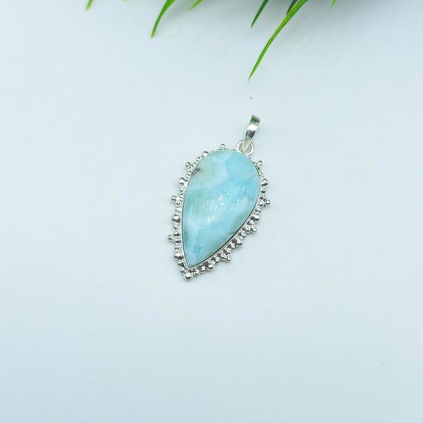 Natural Larimar Gemstone Pendants / Wholesale Pendants / Minimalist Pendants / Jewelry for Gift / 925 Sterling Silver Plated Pendant