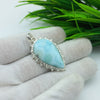 Natural Larimar Gemstone Pendants / Wholesale Pendants / Minimalist Pendants / Jewelry for Gift / 925 Sterling Silver Plated Pendant