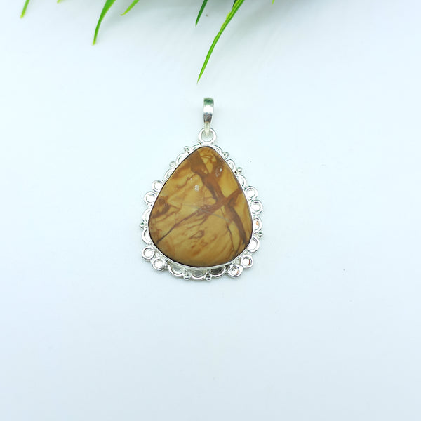 Natural Jasper Gemstone Pendants / Wholesale Pendants / Minimalist Pendants / Jewelry for Gift / 925 Sterling Silver Plated Pendant