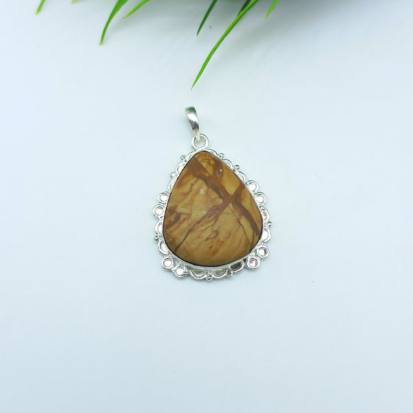 Natural Jasper Gemstone Pendants / Wholesale Pendants / Minimalist Pendants / Jewelry for Gift / 925 Sterling Silver Plated Pendant