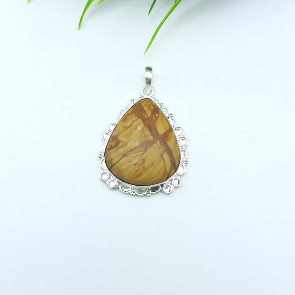Natural Jasper Gemstone Pendants / Wholesale Pendants / Minimalist Pendants / Jewelry for Gift / 925 Sterling Silver Plated Pendant