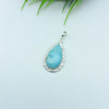 Natural Larimar Gemstone Pendants / Wholesale Pendants / Minimalist Pendants / Jewelry for Gift / 925 Sterling Silver Plated Pendant