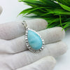 Natural Larimar Gemstone Pendants / Wholesale Pendants / Minimalist Pendants / Jewelry for Gift / 925 Sterling Silver Plated Pendant