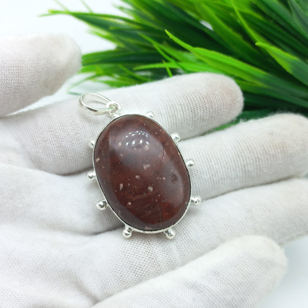 Natural Jasper Gemstone Pendants / Wholesale Pendants / Minimalist Pendants / Jewelry for Gift / 925 Sterling Silver Plated Pendant