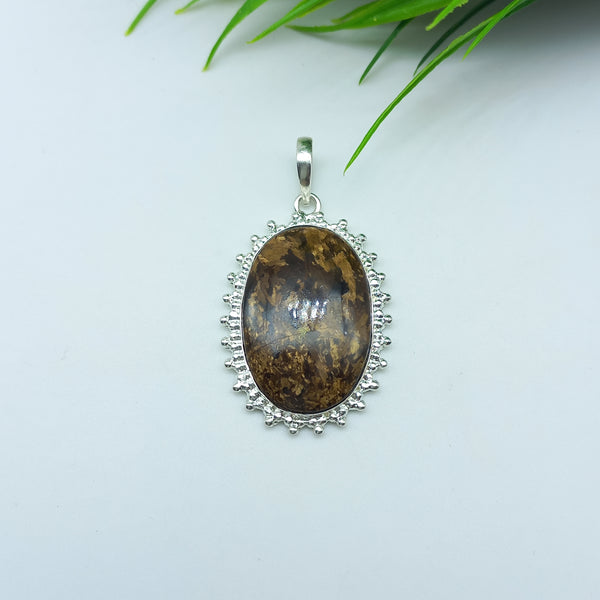 Natural Bronzite Gemstone Pendants / Wholesale Pendants / Minimalist Pendants / Jewelry for Gift / 925 Sterling Silver Plated Pendant