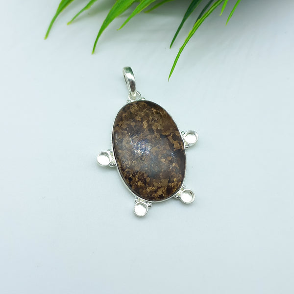 Natural Bronzite Gemstone Pendants / Wholesale Pendants / Minimalist Pendants / Jewelry for Gift / 925 Sterling Silver Plated Pendant
