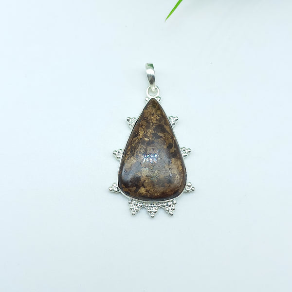 Natural Bronzite Gemstone Pendants / Wholesale Pendants / Minimalist Pendants / Jewelry for Gift / 925 Sterling Silver Plated Pendant