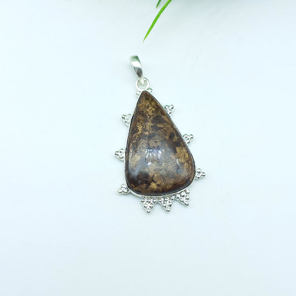 Natural Bronzite Gemstone Pendants / Wholesale Pendants / Minimalist Pendants / Jewelry for Gift / 925 Sterling Silver Plated Pendant