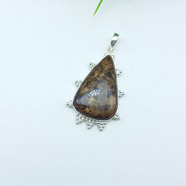 Natural Bronzite Gemstone Pendants / Wholesale Pendants / Minimalist Pendants / Jewelry for Gift / 925 Sterling Silver Plated Pendant