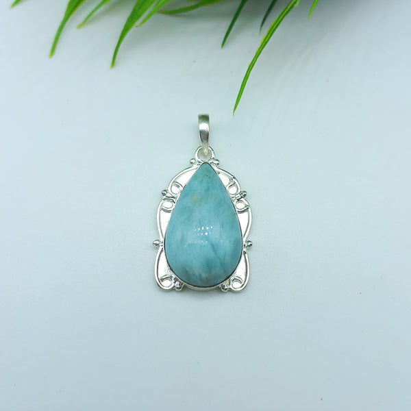 Natural Larimar Gemstone Pendants / Wholesale Pendants / Minimalist Pendants / Jewelry for Gift / 925 Sterling Silver Plated Pendant