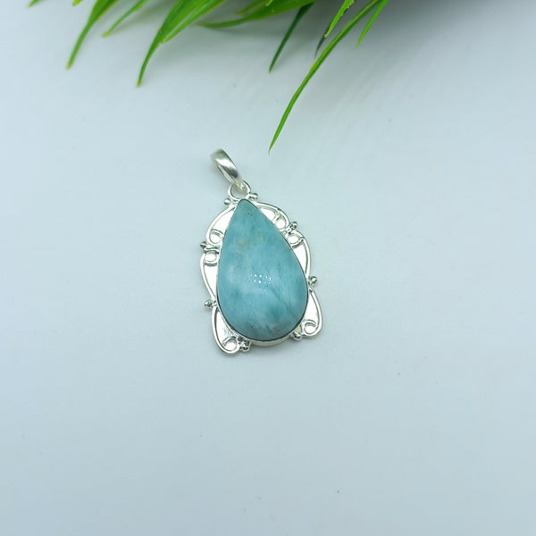 Natural Larimar Gemstone Pendants / Wholesale Pendants / Minimalist Pendants / Jewelry for Gift / 925 Sterling Silver Plated Pendant