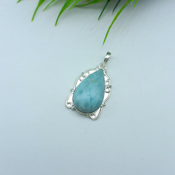 Natural Larimar Gemstone Pendants / Wholesale Pendants / Minimalist Pendants / Jewelry for Gift / 925 Sterling Silver Plated Pendant