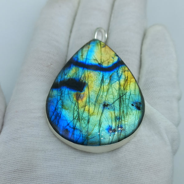 Natural Labradorite Gemstone Pendants / Wholesale Pendants / Minimalist Pendants / Jewelry for Gift / 925 Sterling Silver Plated Pendant