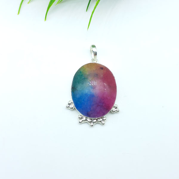 Natural Rainbow Solar Quartz Gemstone Pendants / Wholesale Pendants / Minimalist Pendants / Jewelry for Gift / 925 Sterling Silver Plated Pendant