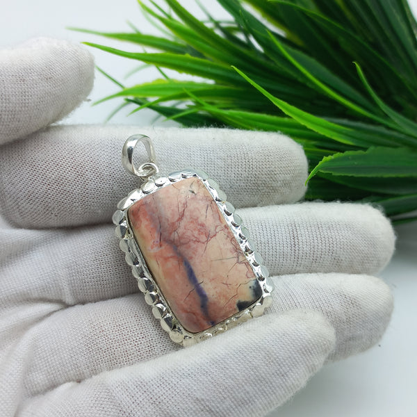 Natural Jasper Gemstone Pendants / Wholesale Pendants / Minimalist Pendants / Jewelry for Gift / 925 Sterling Silver Plated Pendant