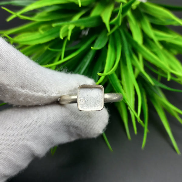 925 Sterling Silver Collet Cushion Ring, Plain Bezel Cup Close Blank Ring, Setting For Making Ring 15x15 MM To 20x20 MM, DIY Jewelry Supplies