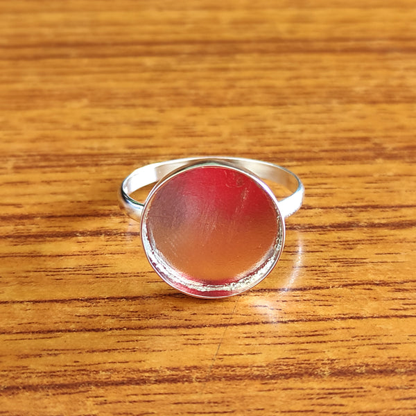 925 Sterling Silver Collet Round Ring, Plain Bezel Cup Round Close Blank Ring, Setting For Making Ring 10 MM To 14 MM, DIY Jewelry Supplies